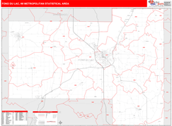 Fond du Lac Metro Area Digital Map Red Line Style